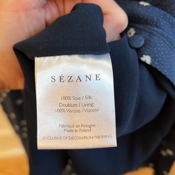 Sezane Lexie Navy Silk Dress - Picture 5 of 6